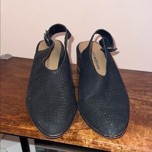 Lucky Brand Black Perforated Mules